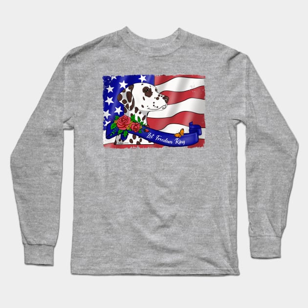 Patriotic Damatian Long Sleeve T-Shirt by FLCupcake